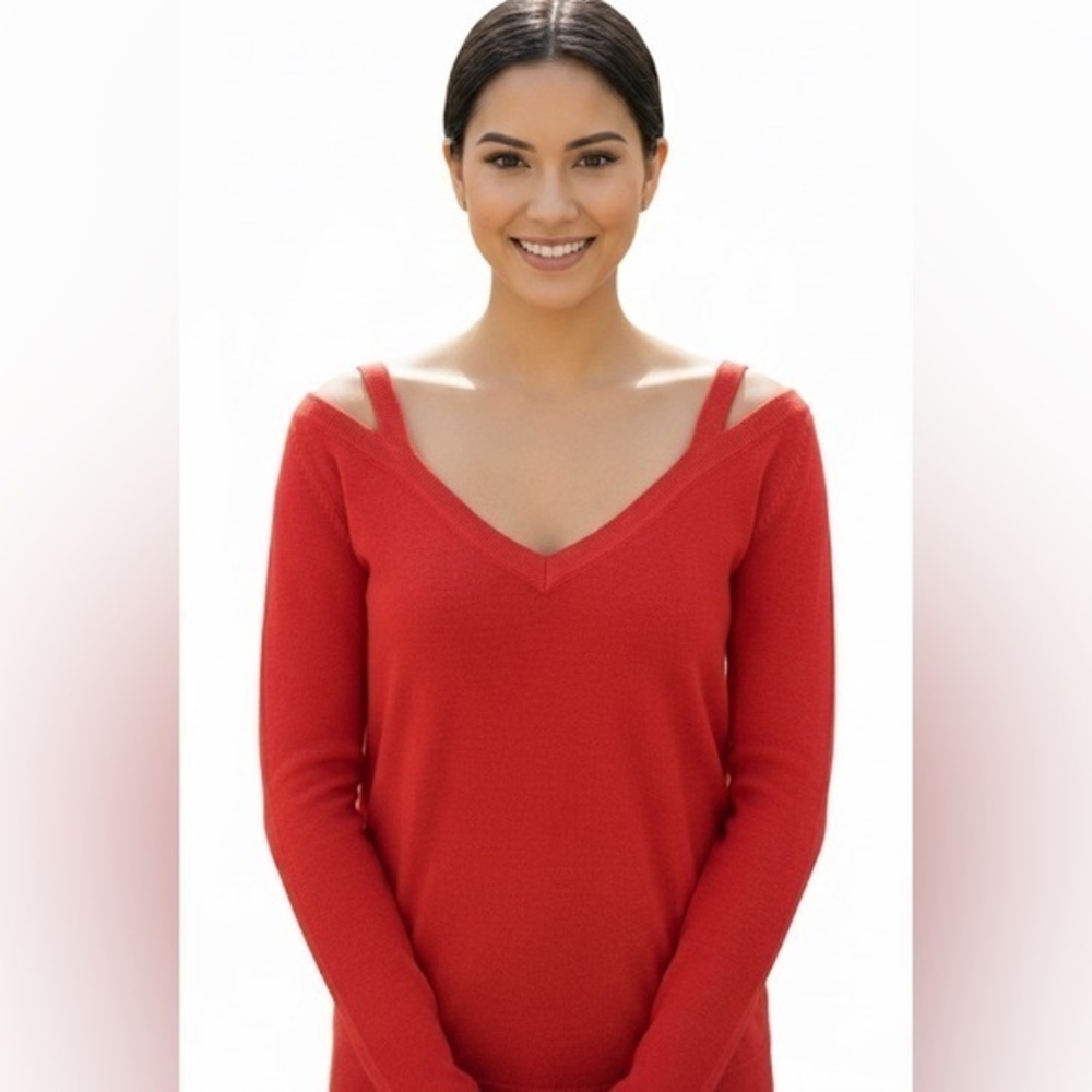 DEX Long Sleeve Knit V Neck Blouse/Sweater - NWT